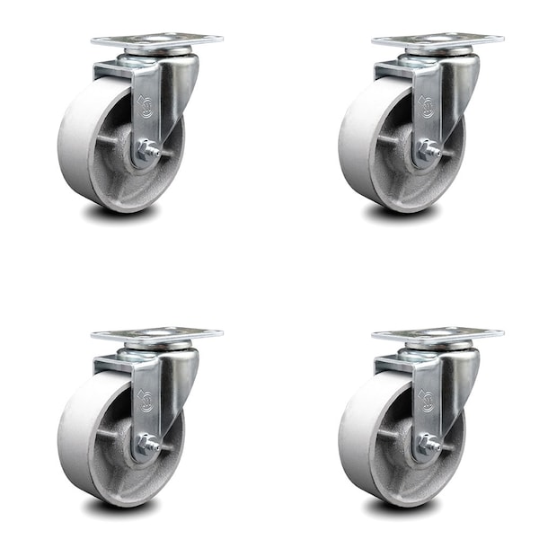 4 Inch Semi Steel Cast Iron Wheel Swivel Top Plate Caster Set